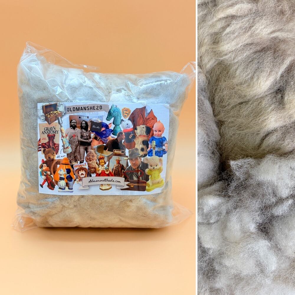 Raw Huacaya Alpaca Fleece Unwashed White Light Gray Fiber 12 oz Spinning Felting